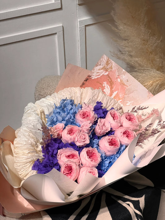 Snow Peony Blooms | Preserved Peony and Roses | Luxurious