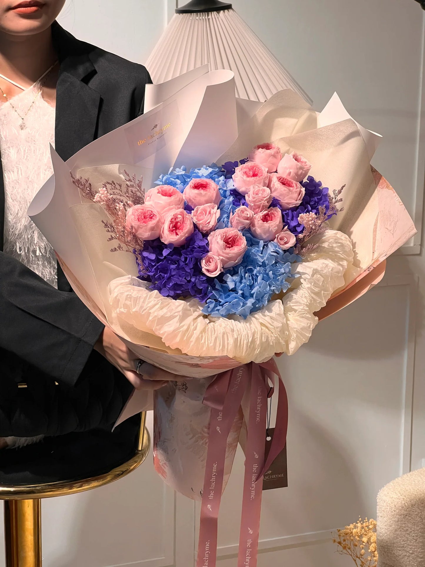 Snow Peony Blooms | Preserved Peony and Roses | Luxurious