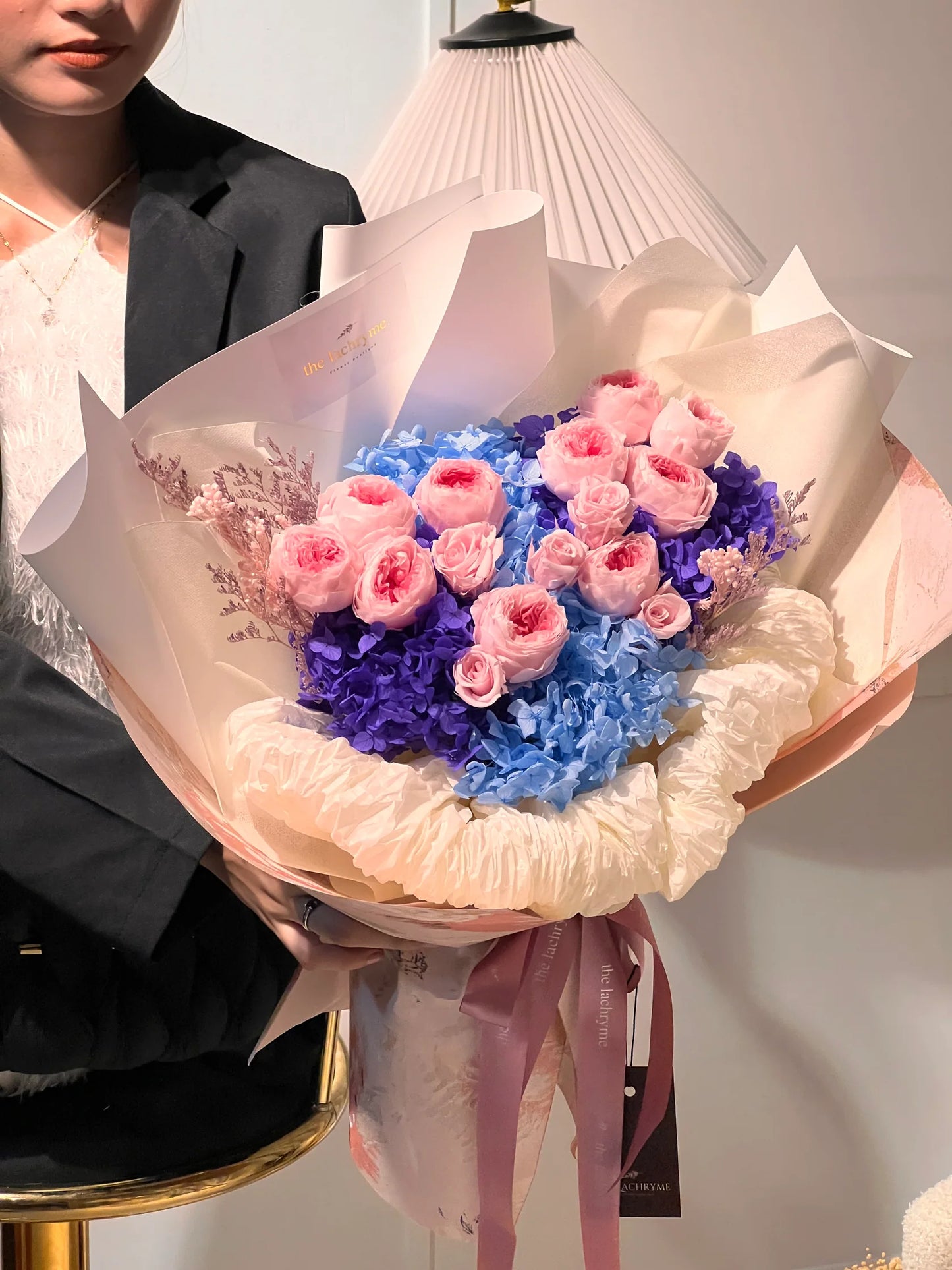 Snow Peony Blooms | Preserved Peony and Roses | Luxurious