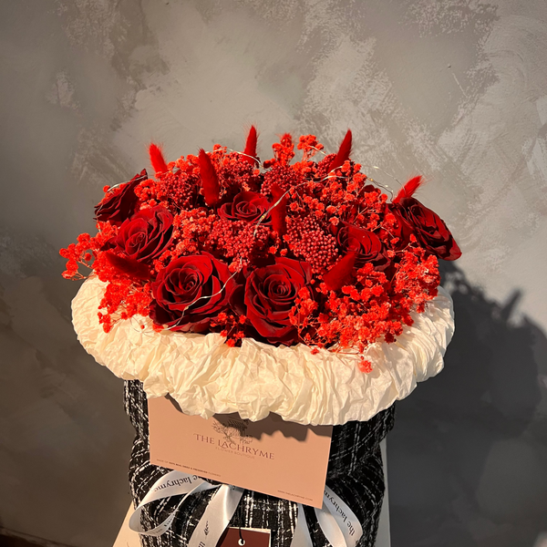 Million Roses with Preserved Fillers | 12 Premium Roses | Round Blooms